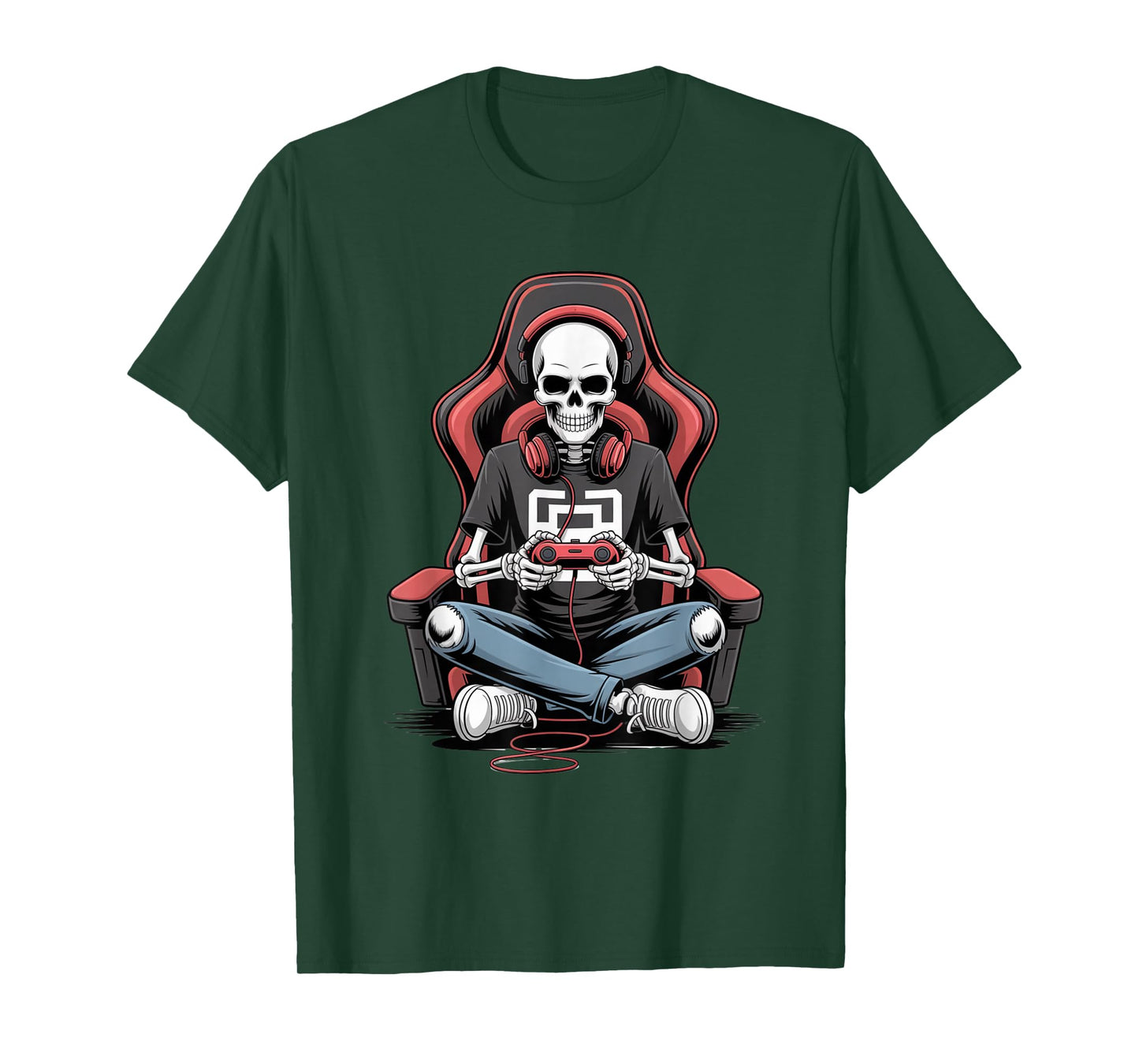 Halloween Skeleton Gamer Funny Gaming Look with Headphones T-Shirt