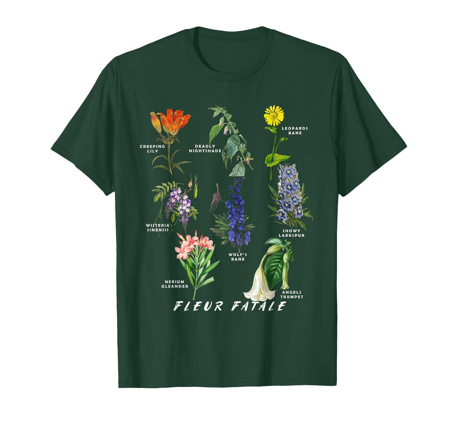 Botanist Gardening Fleur Fatale Poison Botanical Chart T-Shirt