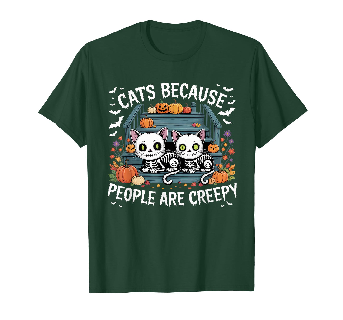 Cats Because People are Creepy Ghost Halloween Cat Mom Kids T-Shirt