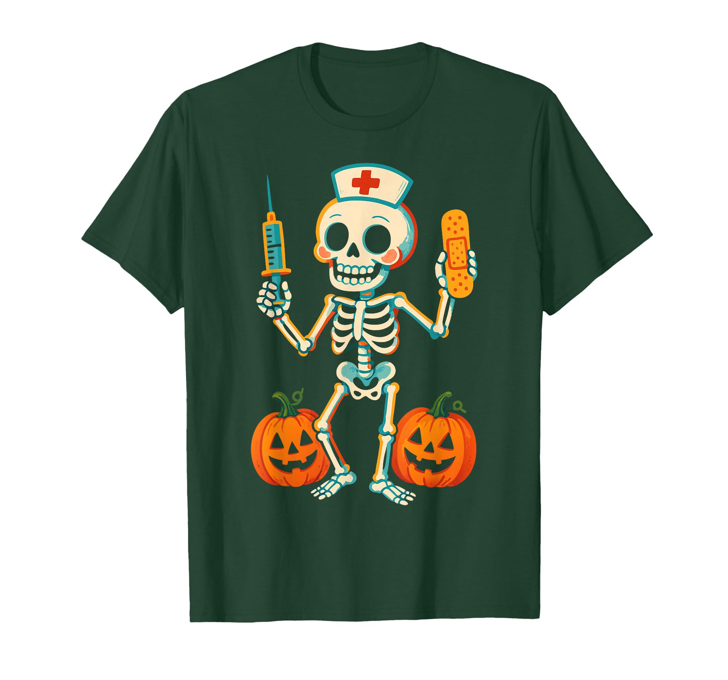 Halloween Skeleton Nurse Funny Medical Costume Design T-Shirt