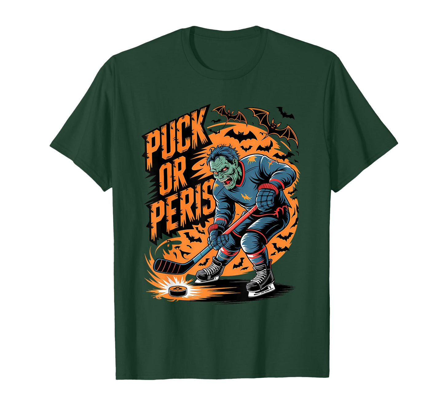 Puck Or Peris Funny Zombie Halloween T-Shirt