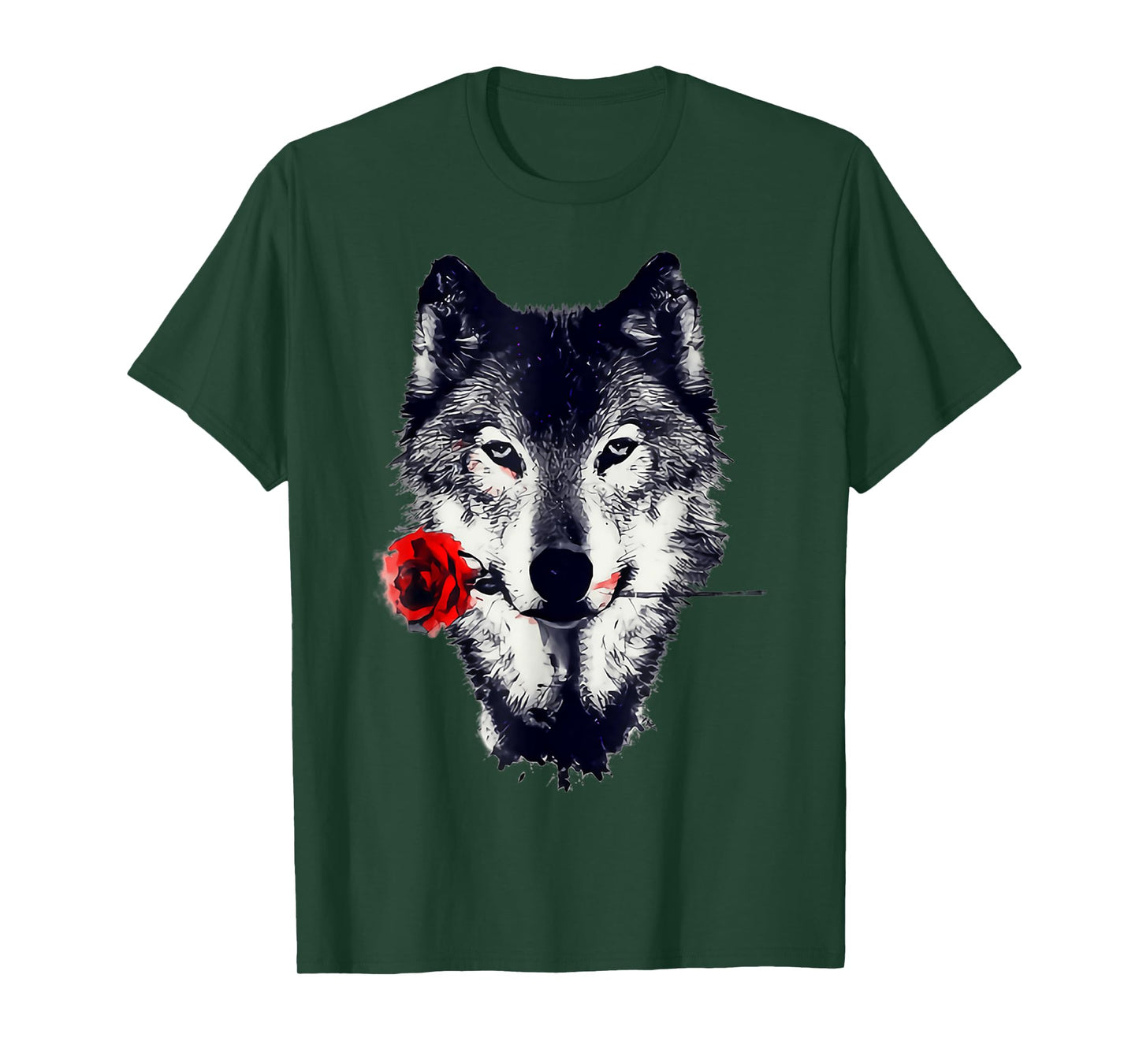 Wolf Rose Art Gift T-Shirt