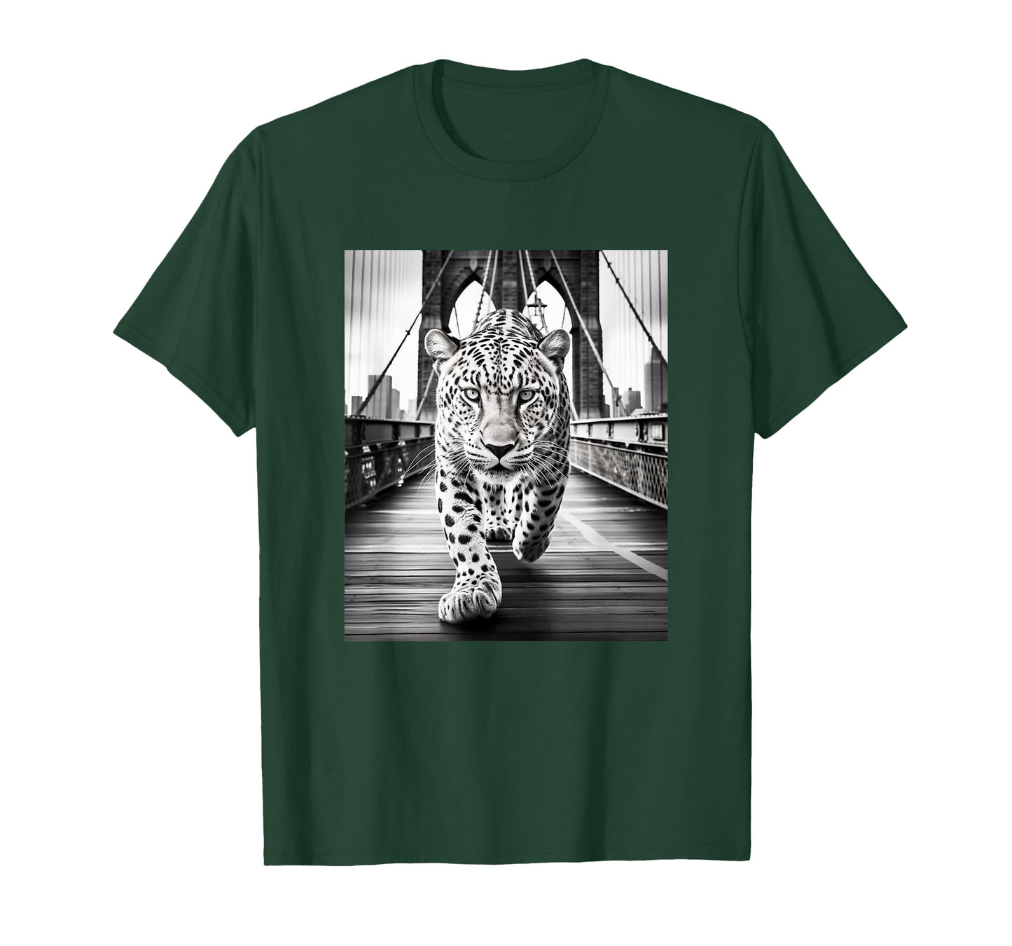 Cheetah Brooklyn Bridge T-Shirt - Bold NYC Graphic Tee T-Shirt