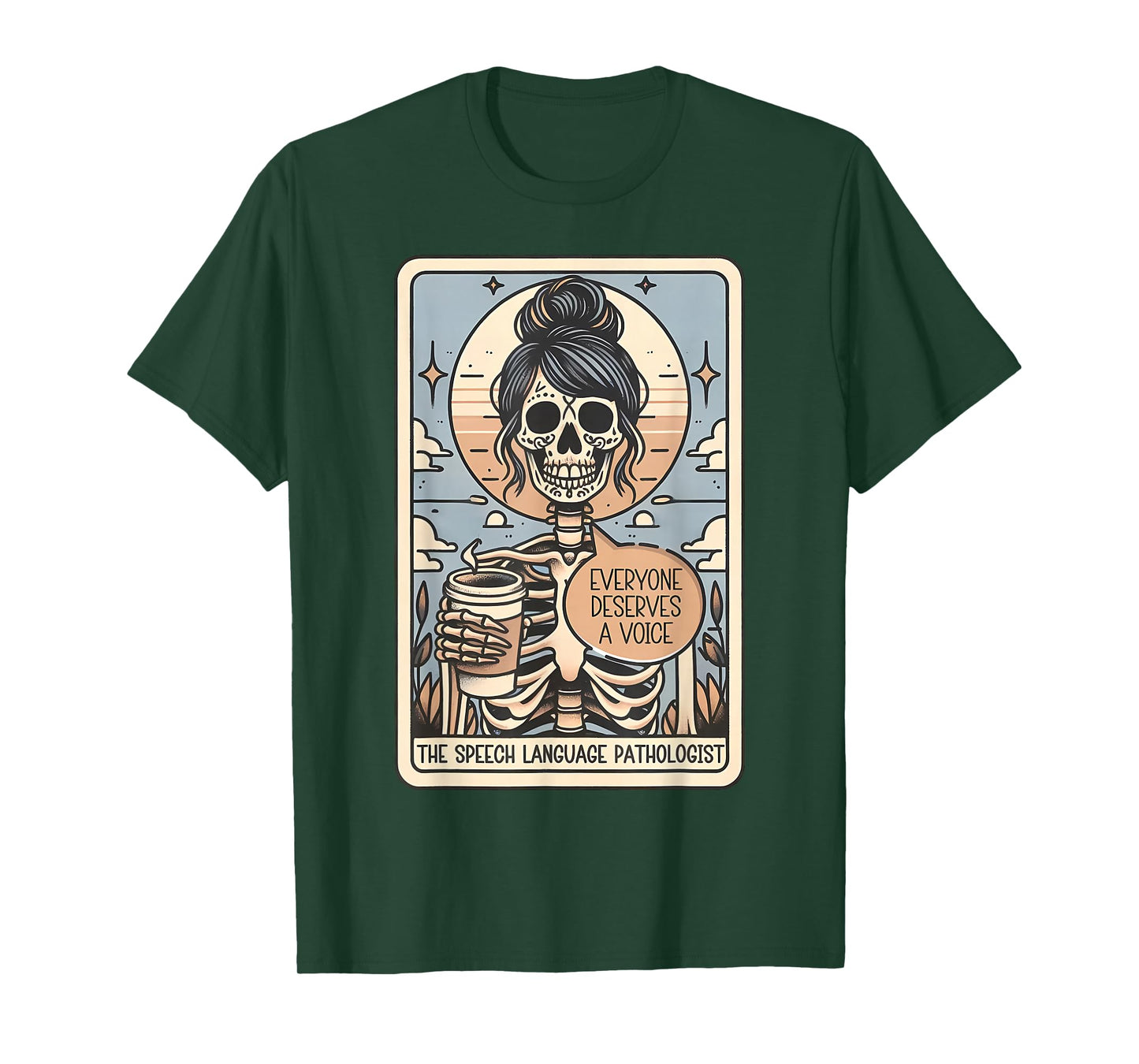 Skeleton Speech Language Pathologist Tarot Card Halloween T-Shirt
