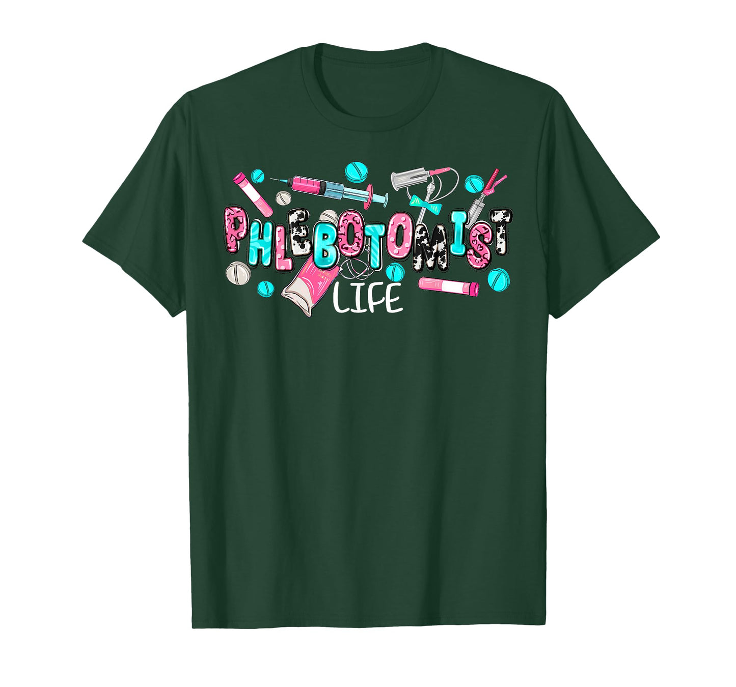 Phlebotomist Life Leopard Coquette Phlebotomy Women Nurse T-Shirt