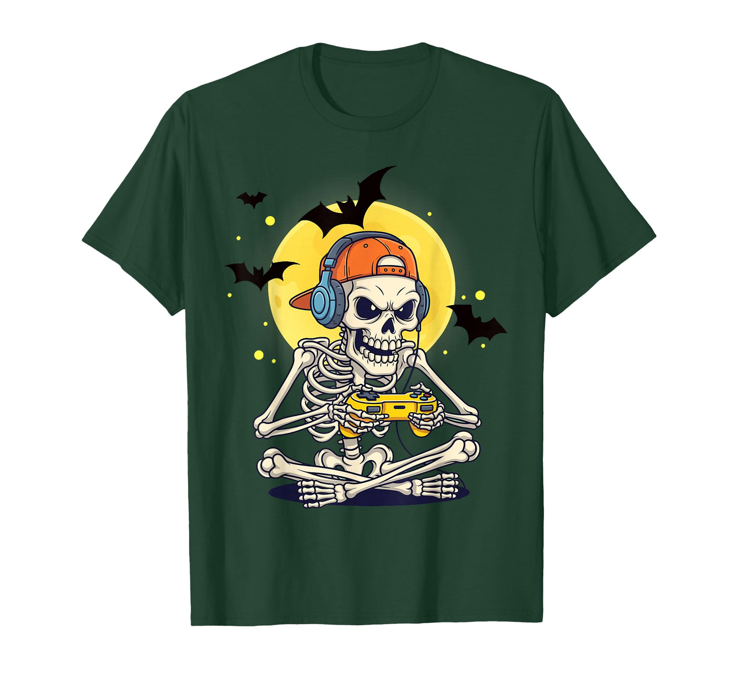 Funny Halloween Skeleton Gamer Video Gaming Men Boys Kids T-Shirt