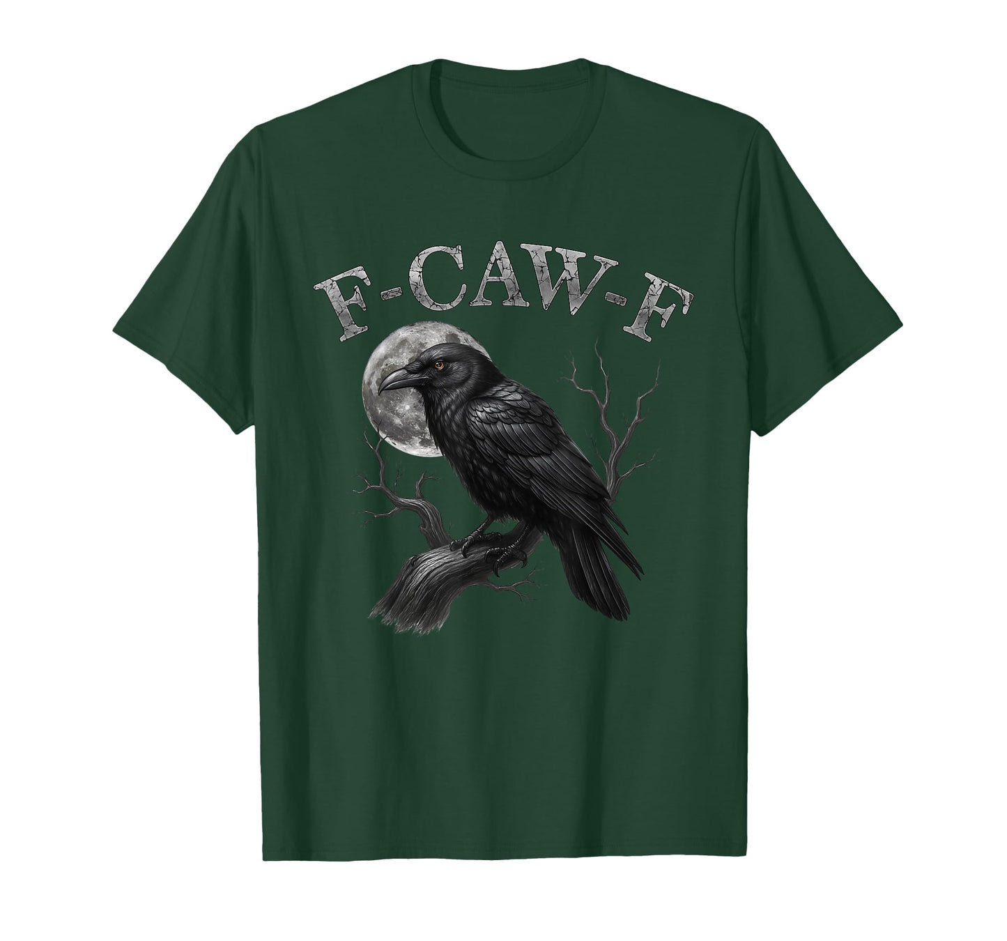 Black Crow, F-Caw-F Funny Black Raven Bird Moon Graphic Art T-Shirt