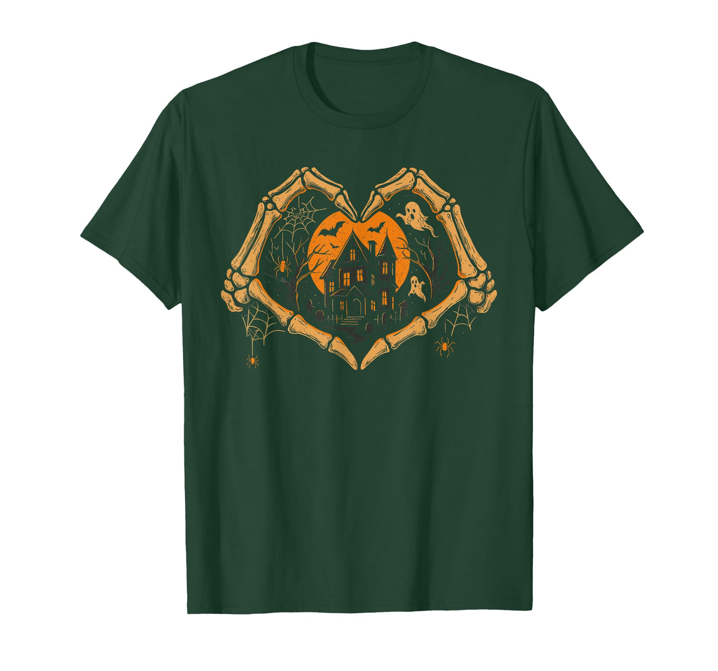 Skeleton Hands Heart Pumpkin Jack O Lantern Halloween T-Shirt