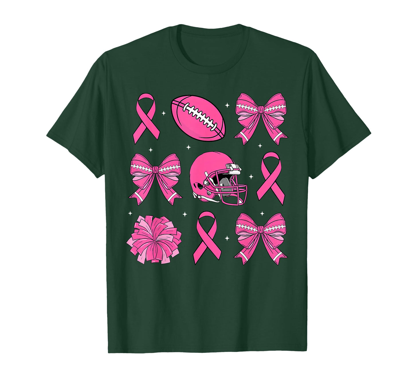 Cheer For The Cure Coquette Bow Football Breast Cancer Women T-Shirt