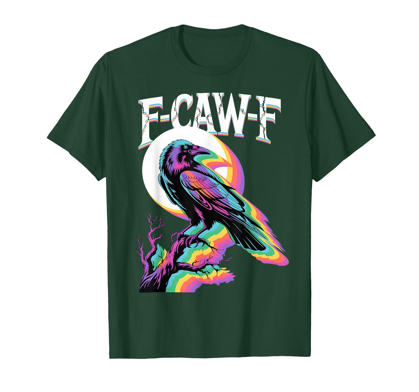 Funny F-Caw-F Black Crow Raven Trippy Vaporwave EDM FCAWF T-Shirt