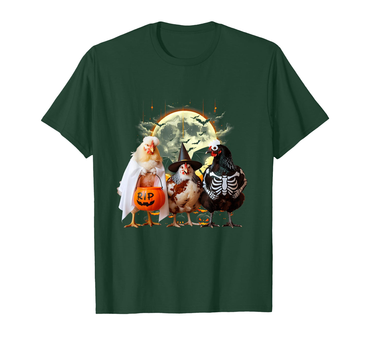 Halloween Chickens in Witch Ghost Skeleton Chick Or Treat T-Shirt