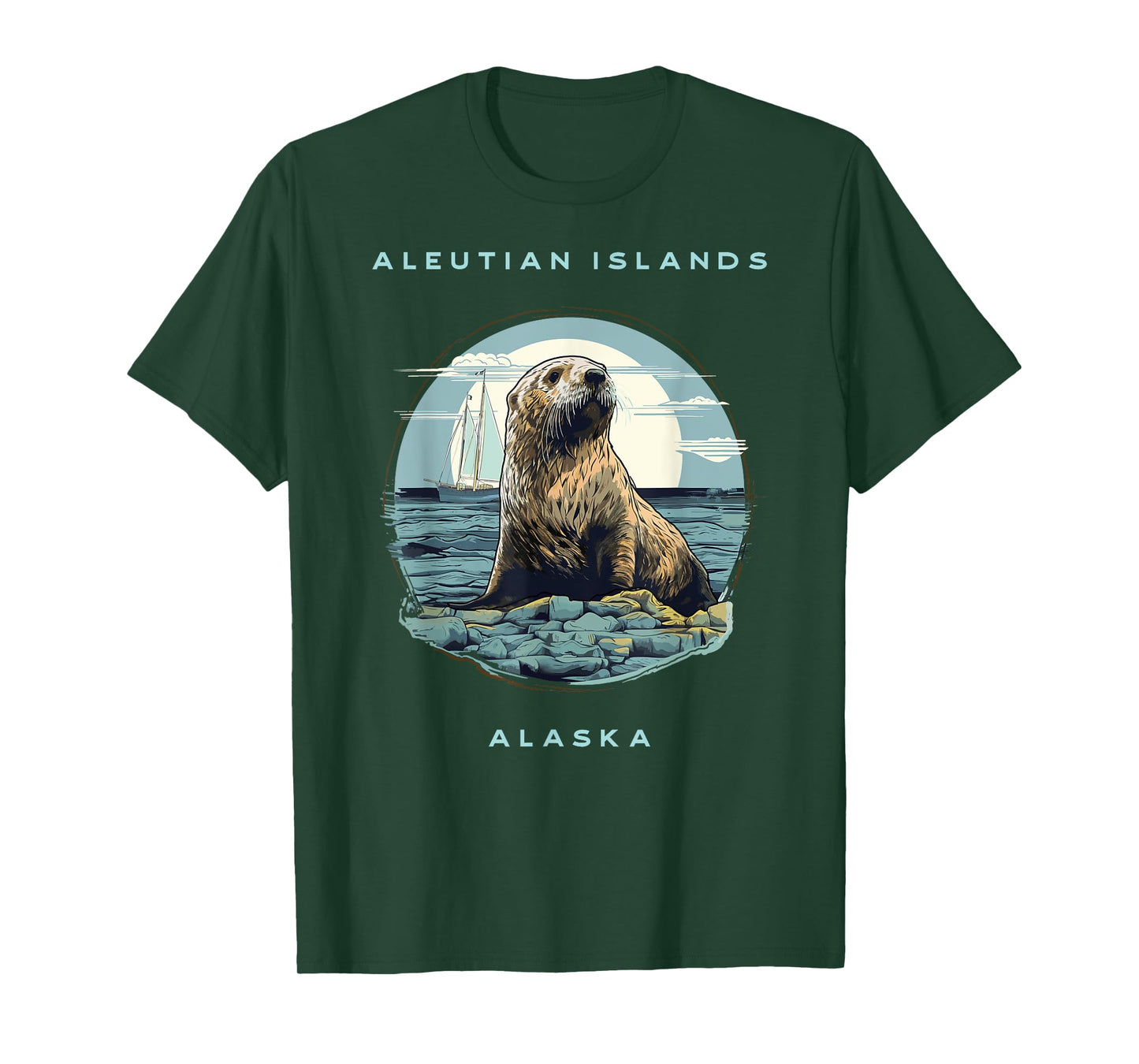 Aleutian Islands Alaska Vintage Coastal Sea Otter T-Shirt