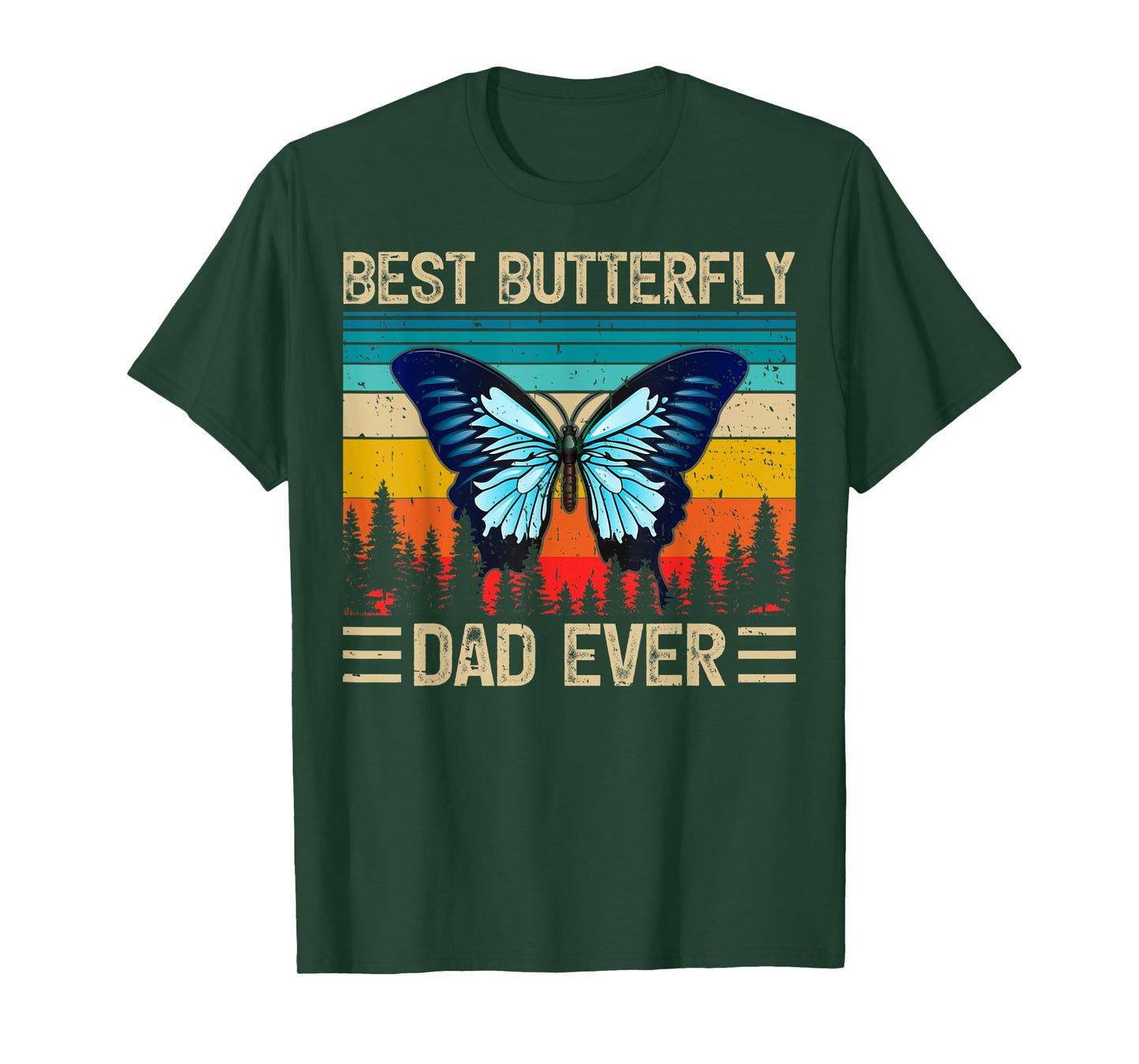 Mens Butterfly Vintage Funny Best Butterfly Dad Ever Father's Day T-Shirt