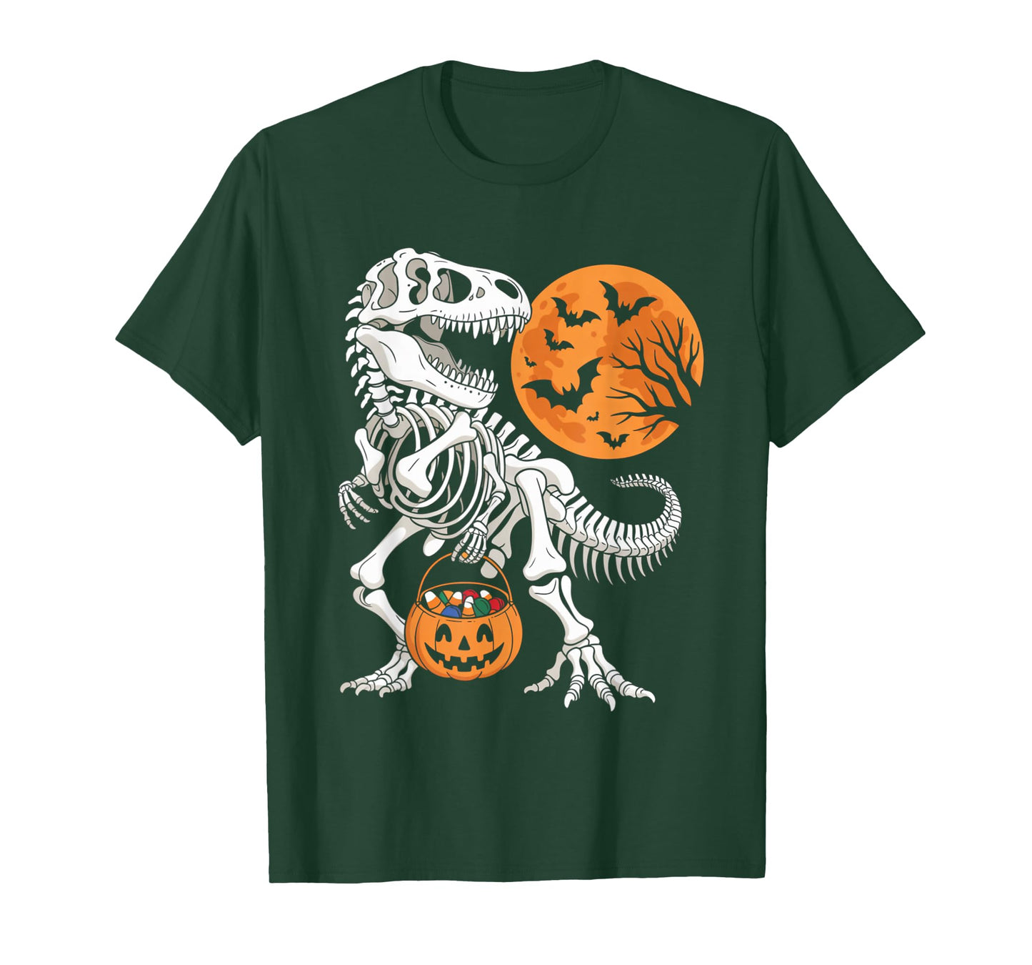 Halloween Boys Dinosaur Skeleton T rex Scary Pumpkin Spooky T-Shirt