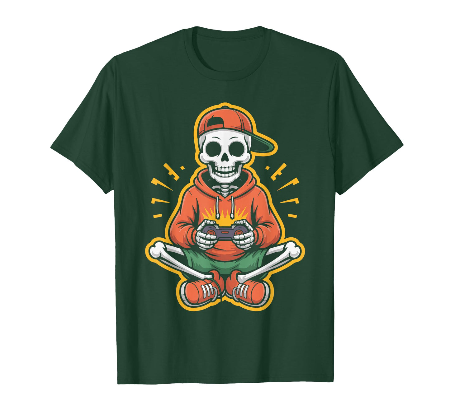 Gamer Skeleton Halloween Controller Design for Men Women T-Shirt