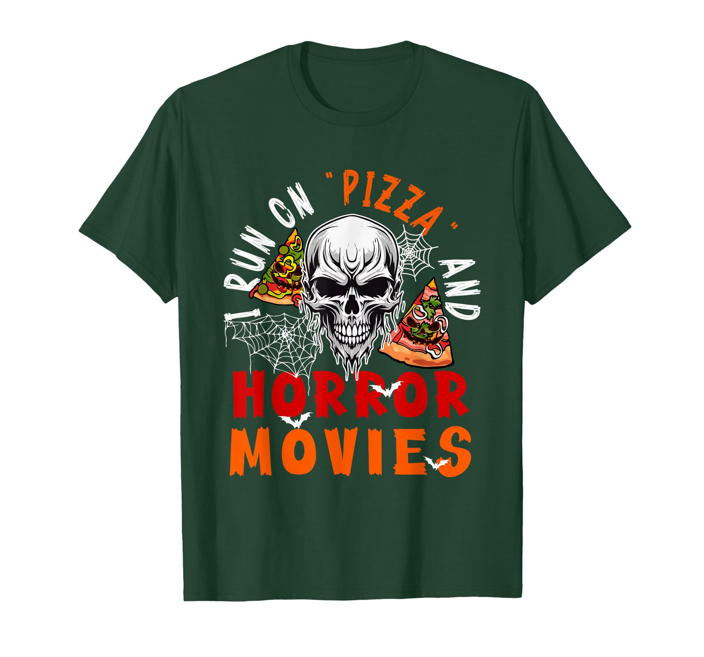 Running On Pizza and Horror Movies Halloween Horror Skull T-Shirt