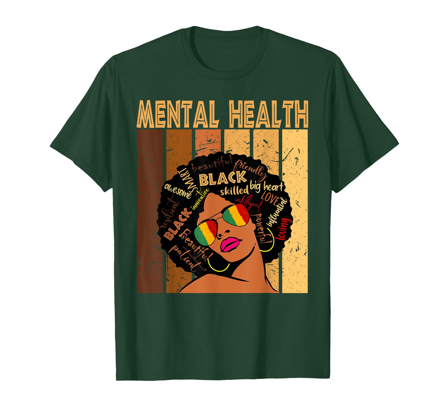 Mental Health Afro African American Black History Month T-Shirt
