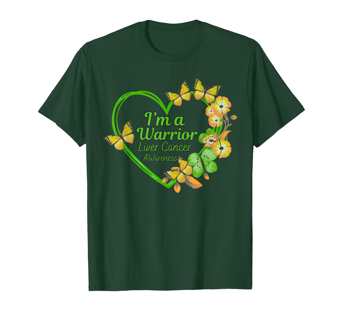 I Wear Green Flower Support Liver Cancer Awareness T-Shirt