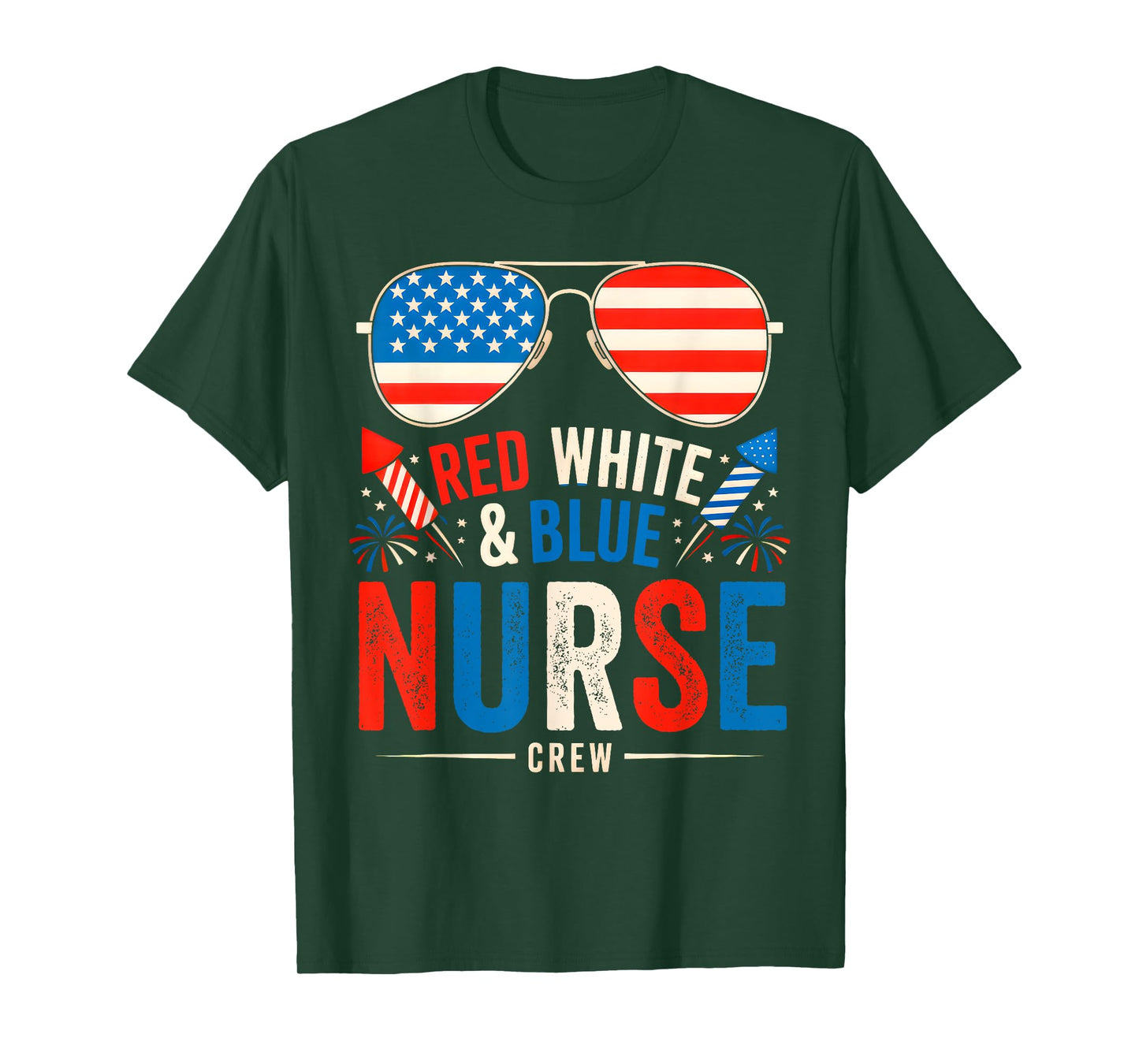 4th Of July Red White & Blue Nurse Crew American USA Flag T-Shirt