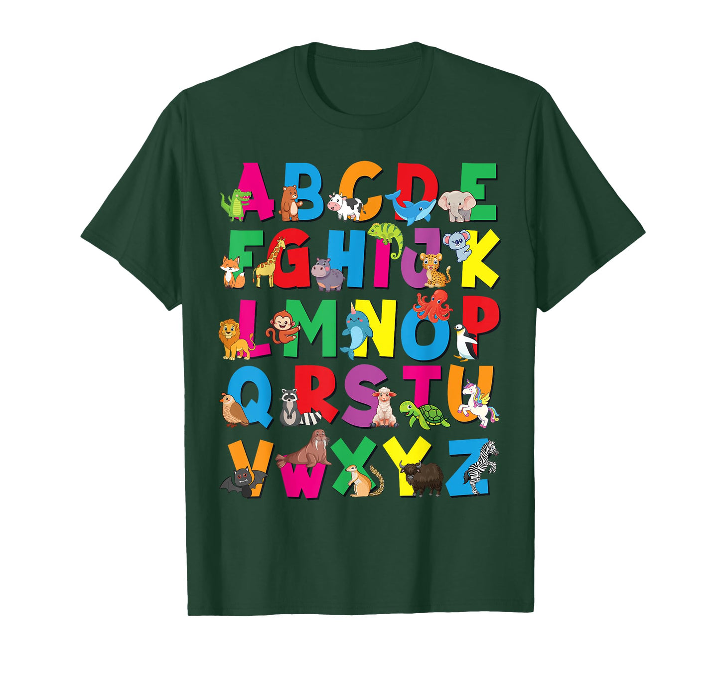 Alphabet Animals ABCs Zoo Kids Boys Girls Teacher T-Shirt