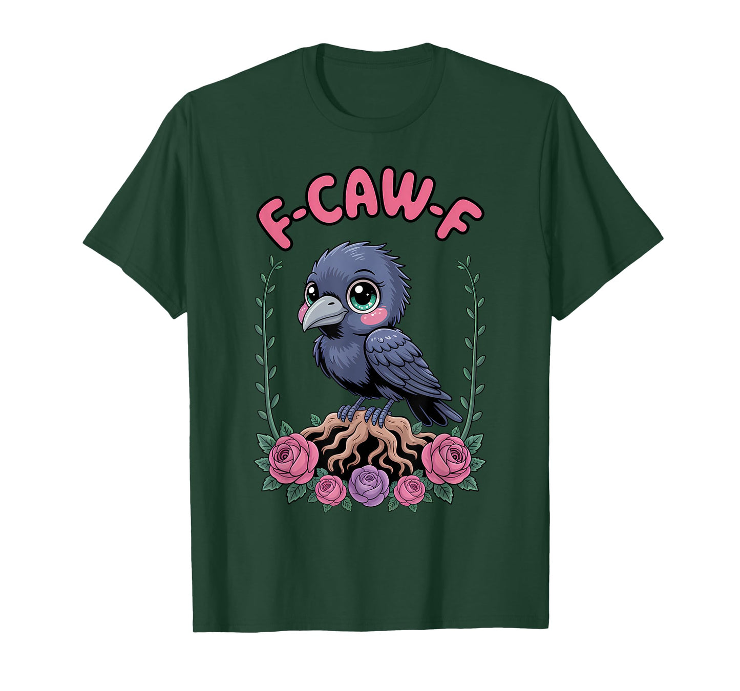 Funny F-Caw-F Kawaii Crow Sound Meme Humor T-Shirt