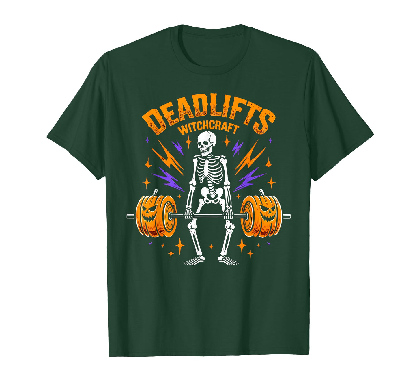 Funny Skeleton Gym Halloween Deadlifts Witchcraft Fitness T-Shirt