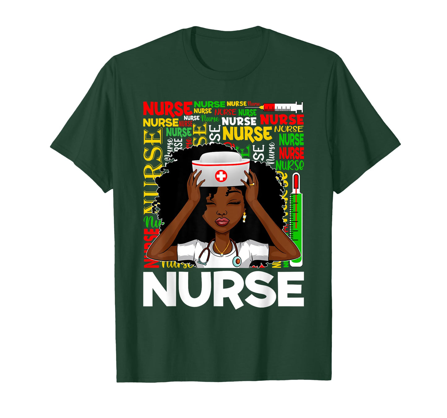 Black Nurse Afro Woman Melanin Girl Black History Juneteenth T-Shirt