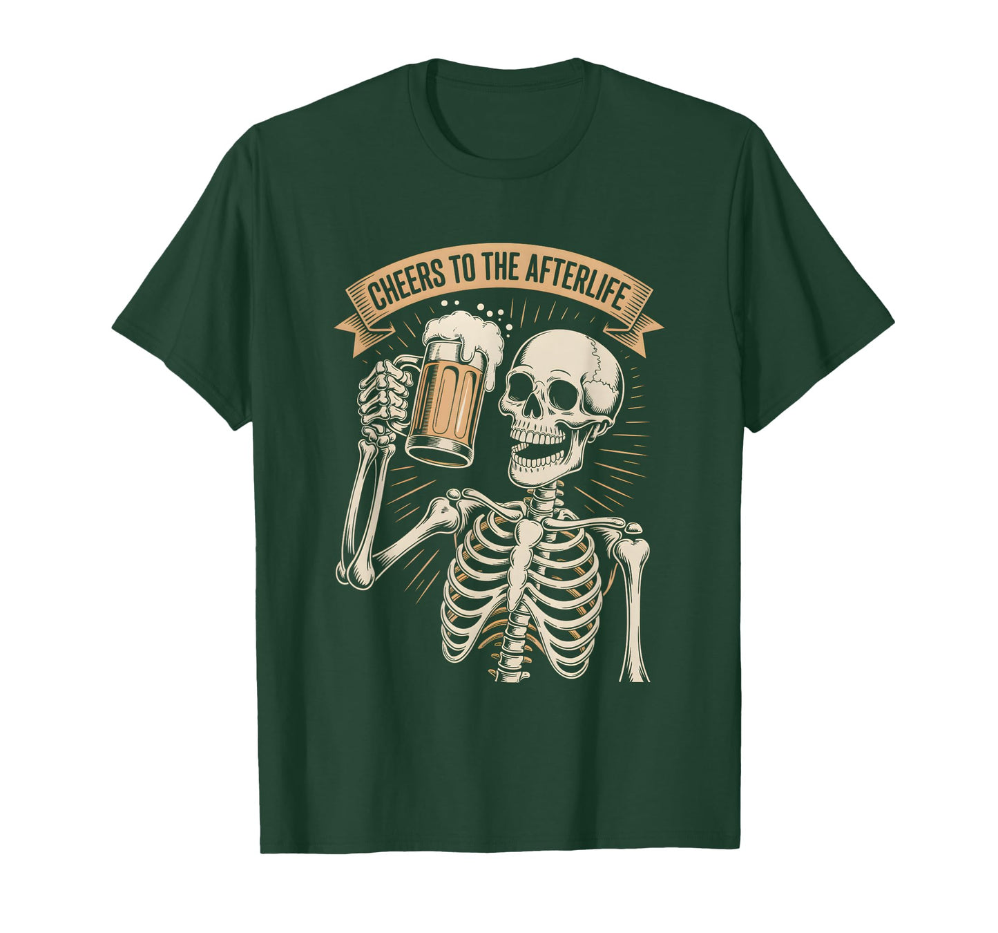 Funny Cheers to The Afterlife Party Skeleton Design T-Shirt