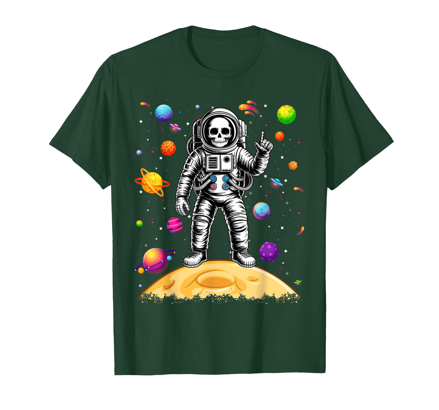 Space Astronaut Skeleton Skull Halloween T-Shirt