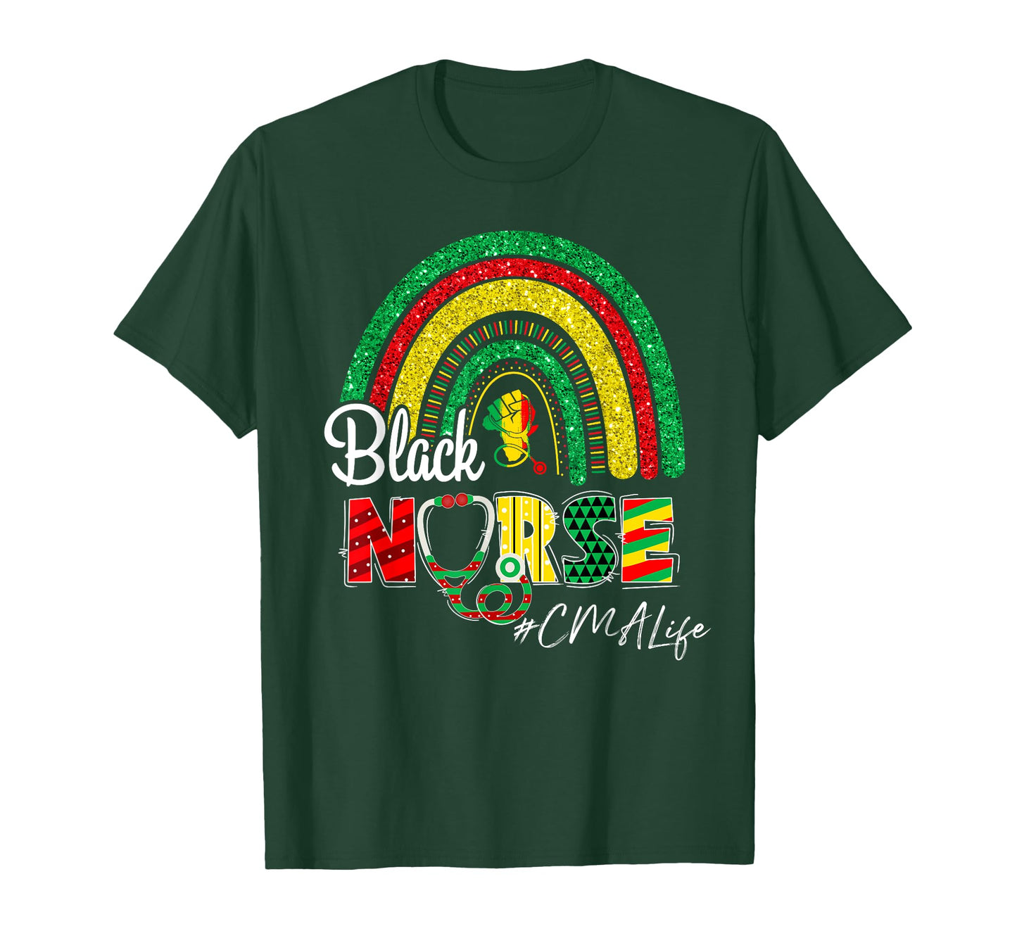 Juneteenth Black Nurse CMA Life Rainbow Afro African T-Shirt