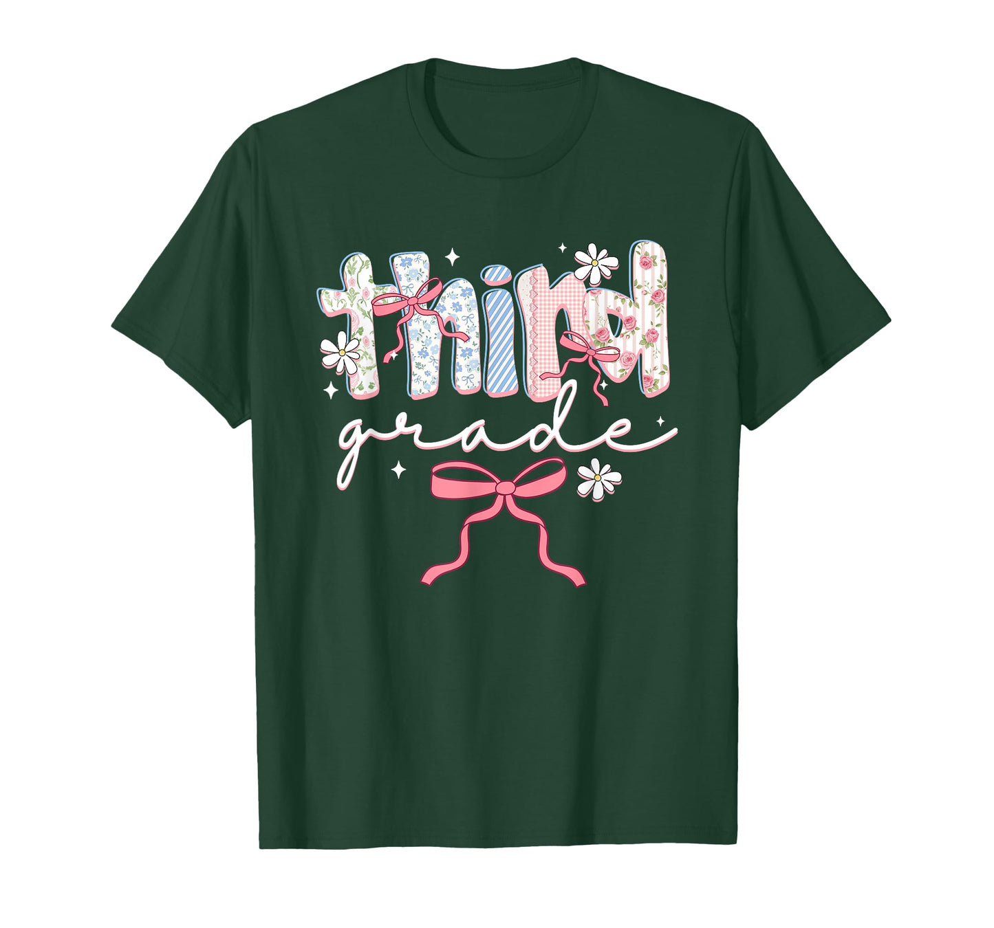 Women Third Grade Teacher Coquette Bow Elementary School T-Shirt