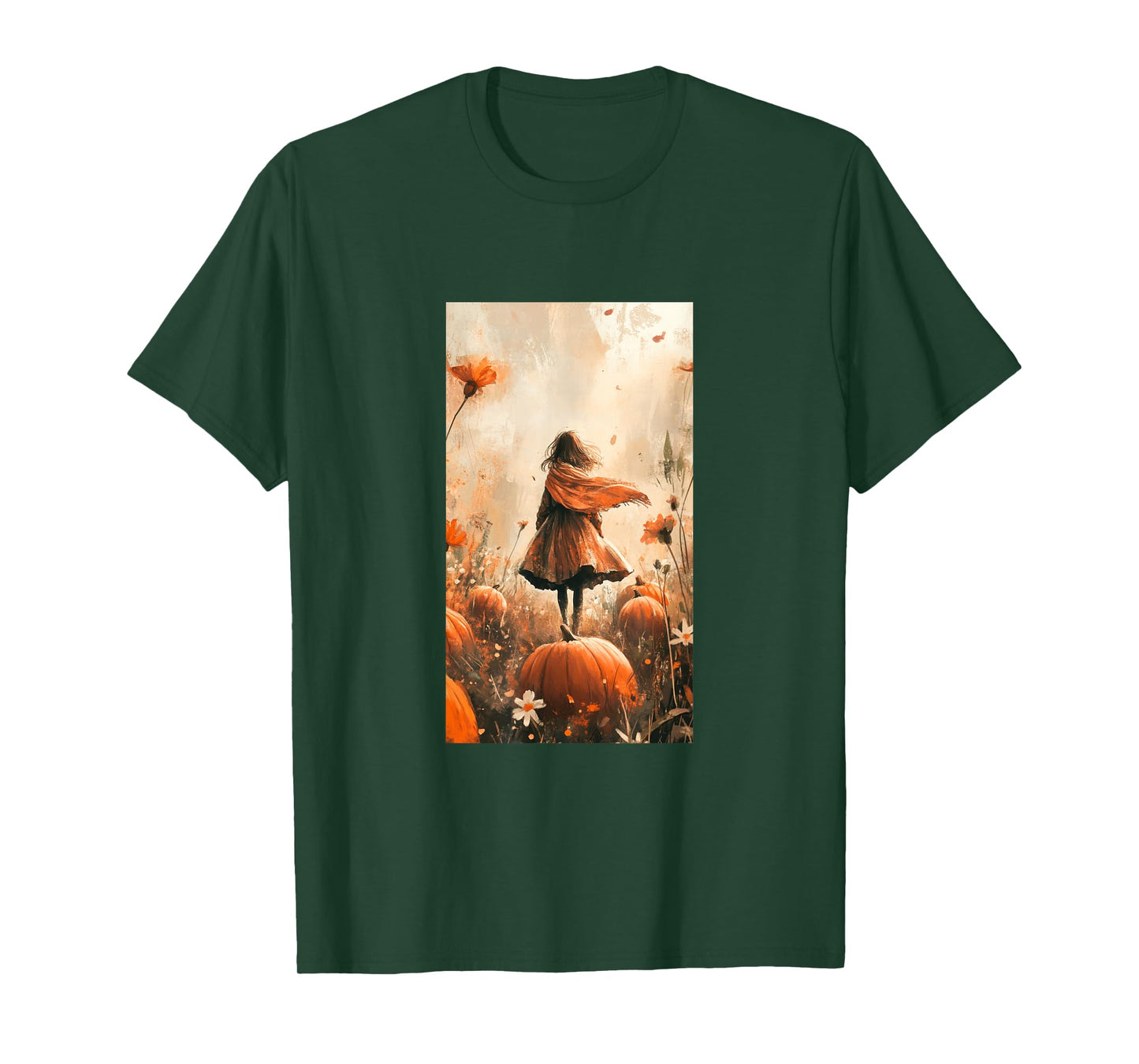 Autumn Pumpkin Flowers Nature Vintage T-Shirt