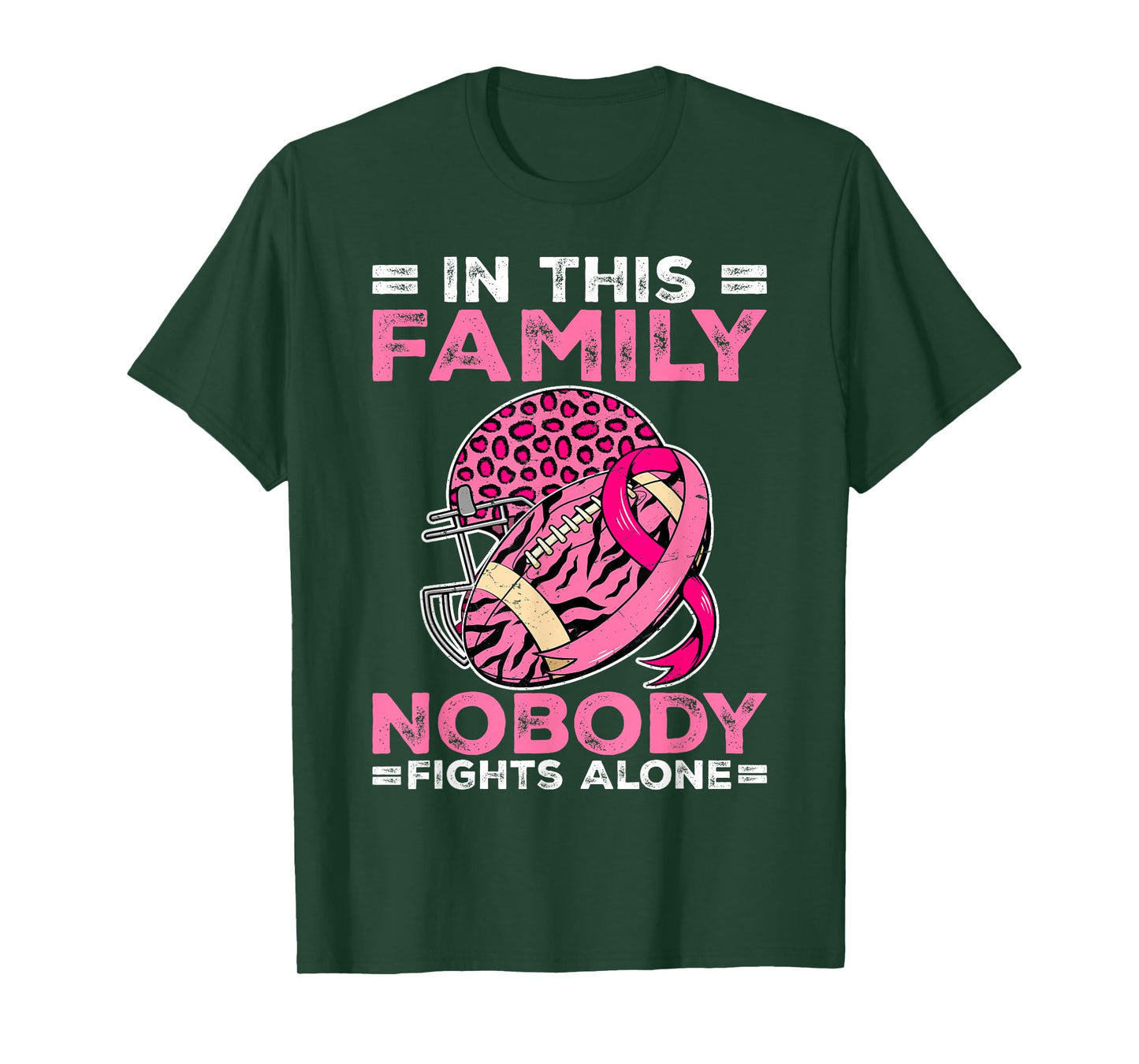 In This Family Nobody Fights Alone Football Breast Cancer T-Shirt