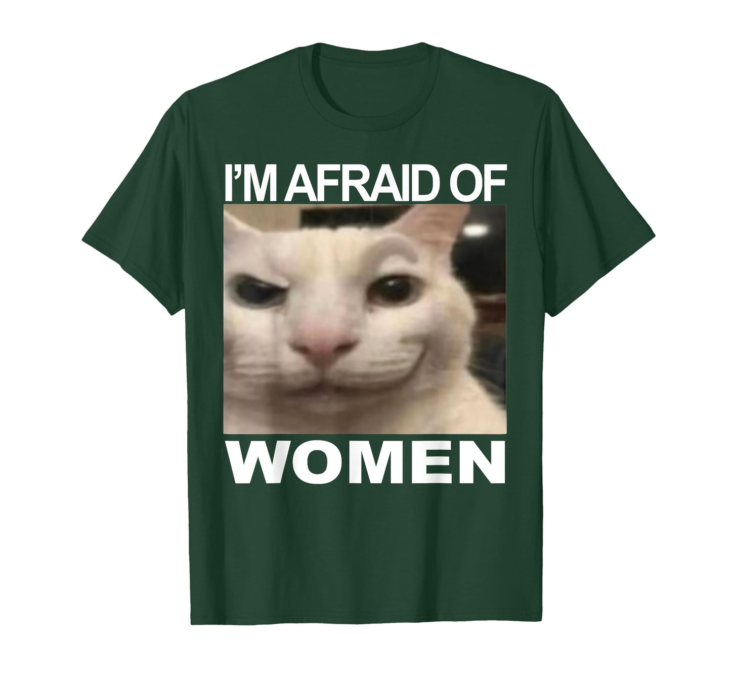 I’m Afraid Of Women Funny Meme Cat Lover Sarcastic Humorous T-Shirt
