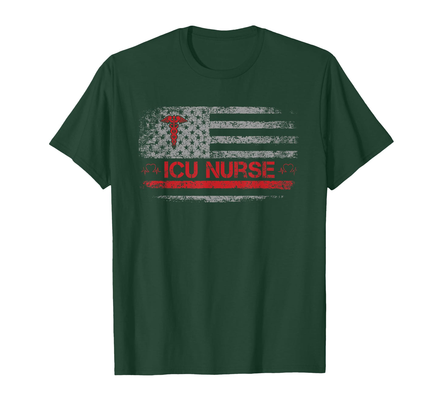 ICU Nurse Intensive Care Unit American Flag For Women Men T-Shirt