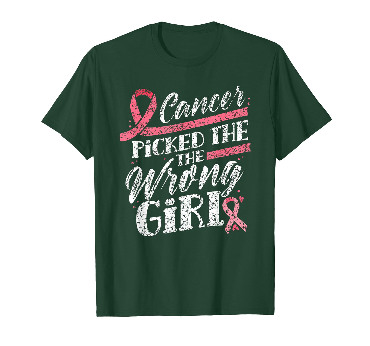 Cancer Picked The Wrong Girl Pink Fight Breast Cancer T-Shirt