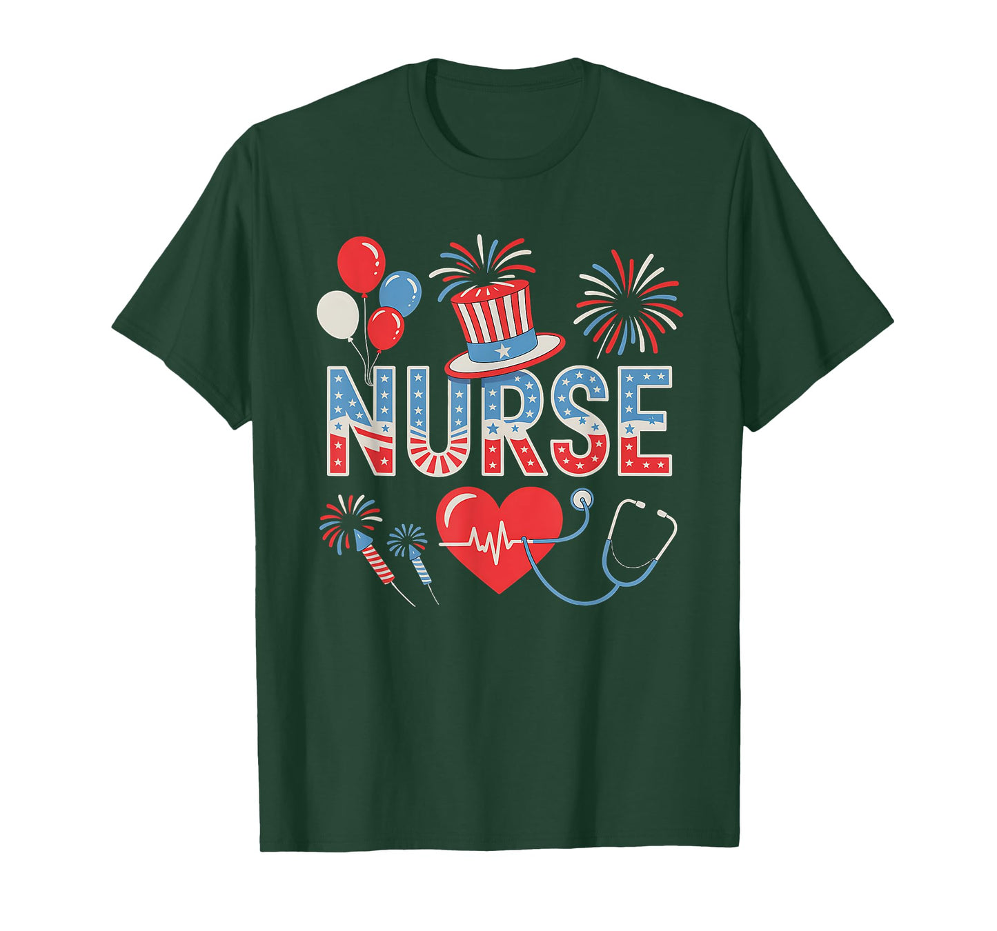 American Flag Nurse 4th of July Nursing Women Patriotic T-Shirt