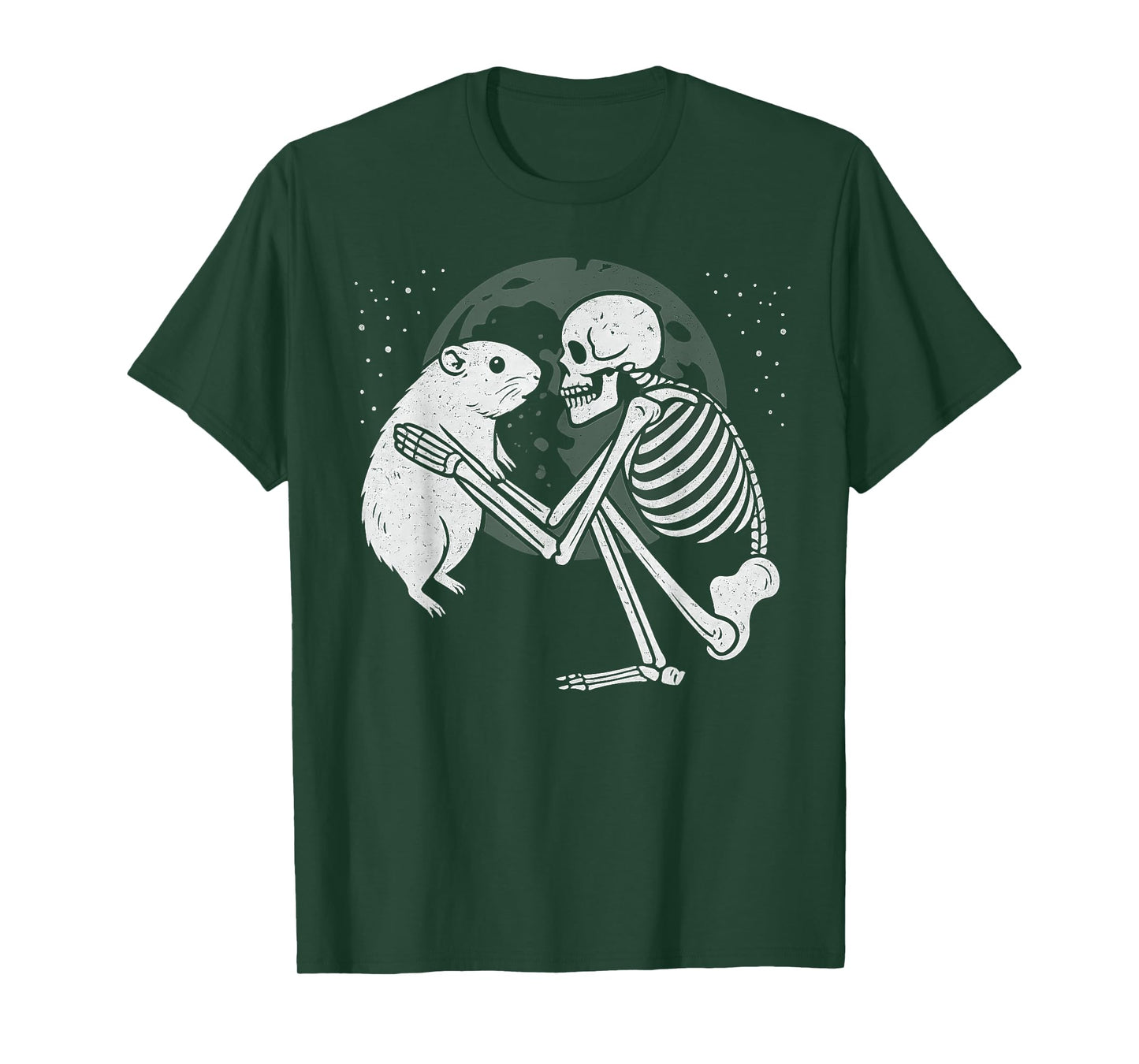 Guinea Pig Skeleton Moon Halloween Pet Lover T-Shirt