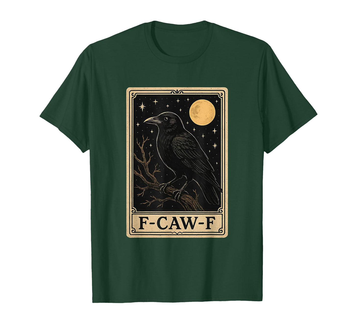 Funny F-Caw-F Black Crow Tarot Card Moon Gothic Adult Humor T-Shirt