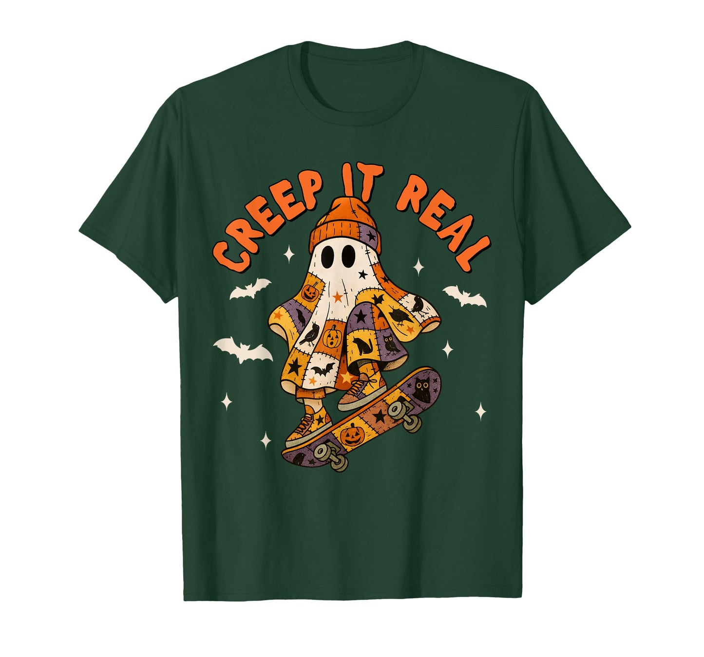 Retro Halloween Creep It Real Cool Ghost Boy Fall Season T-Shirt
