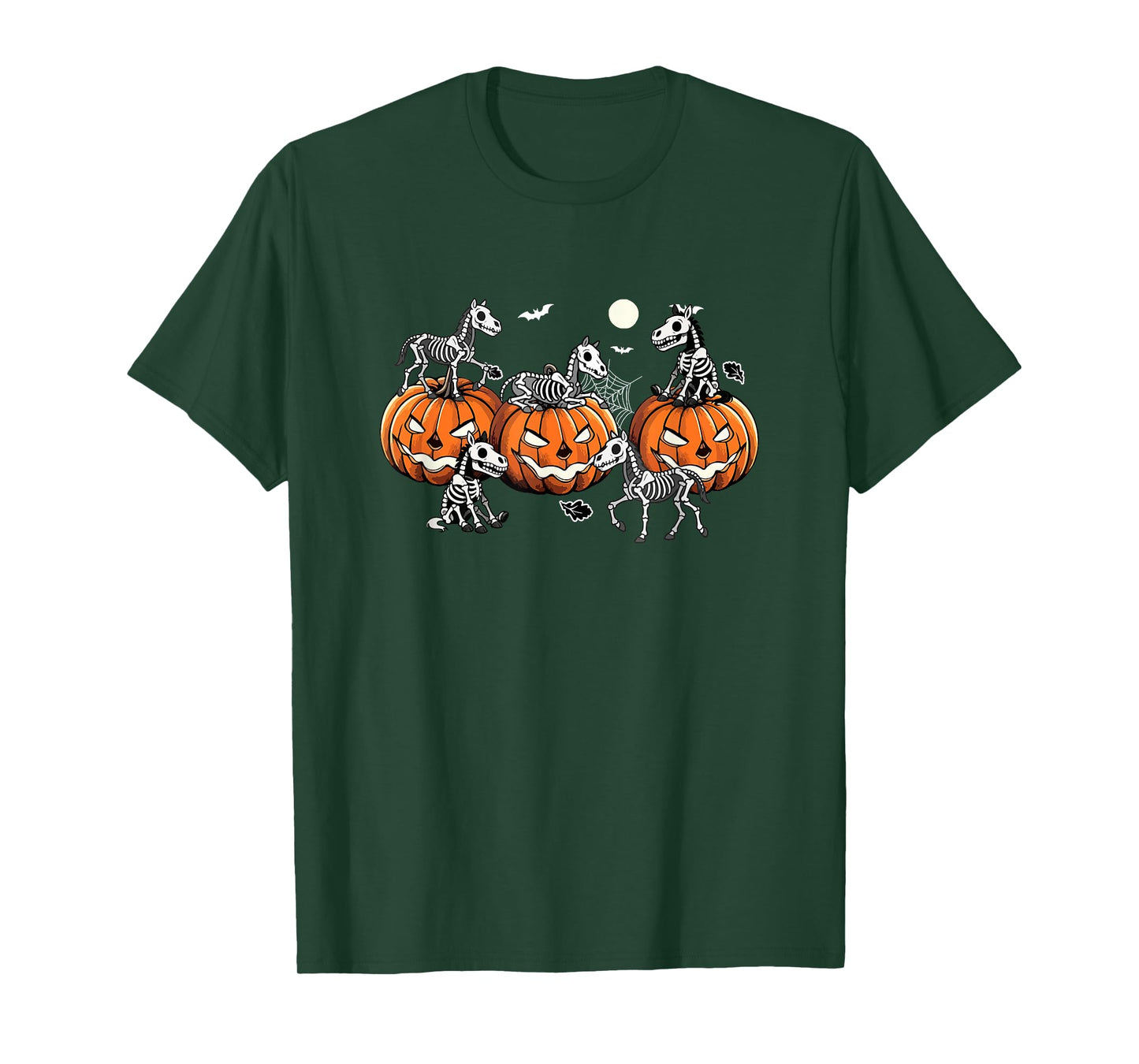 Group Skeleton Horses On Carved Pumpkins Halloween Farmer T-Shirt