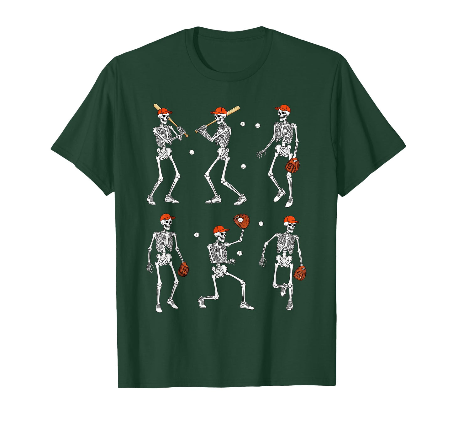 Funny Halloween Baseball Skeletons Play Boys Kids T-Shirt