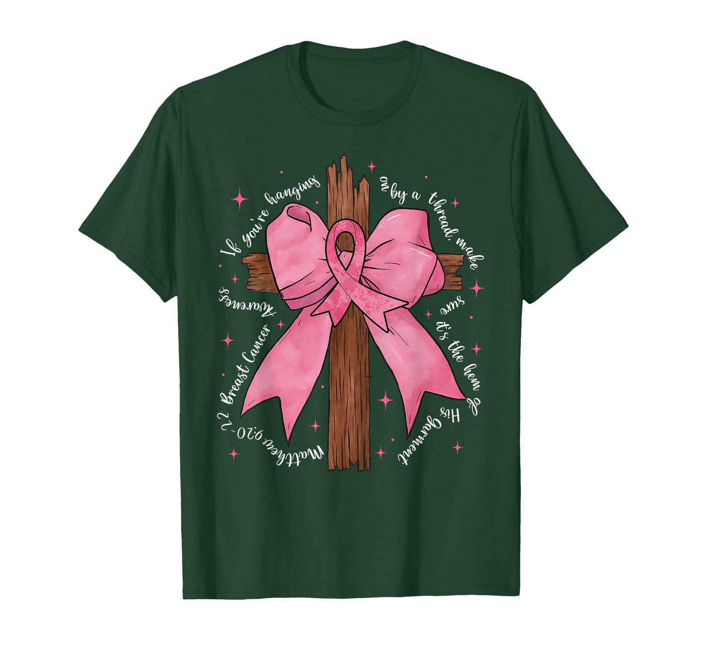 Jesus Pink Coquette Bow Cross Breast Cancer Awareness T-Shirt