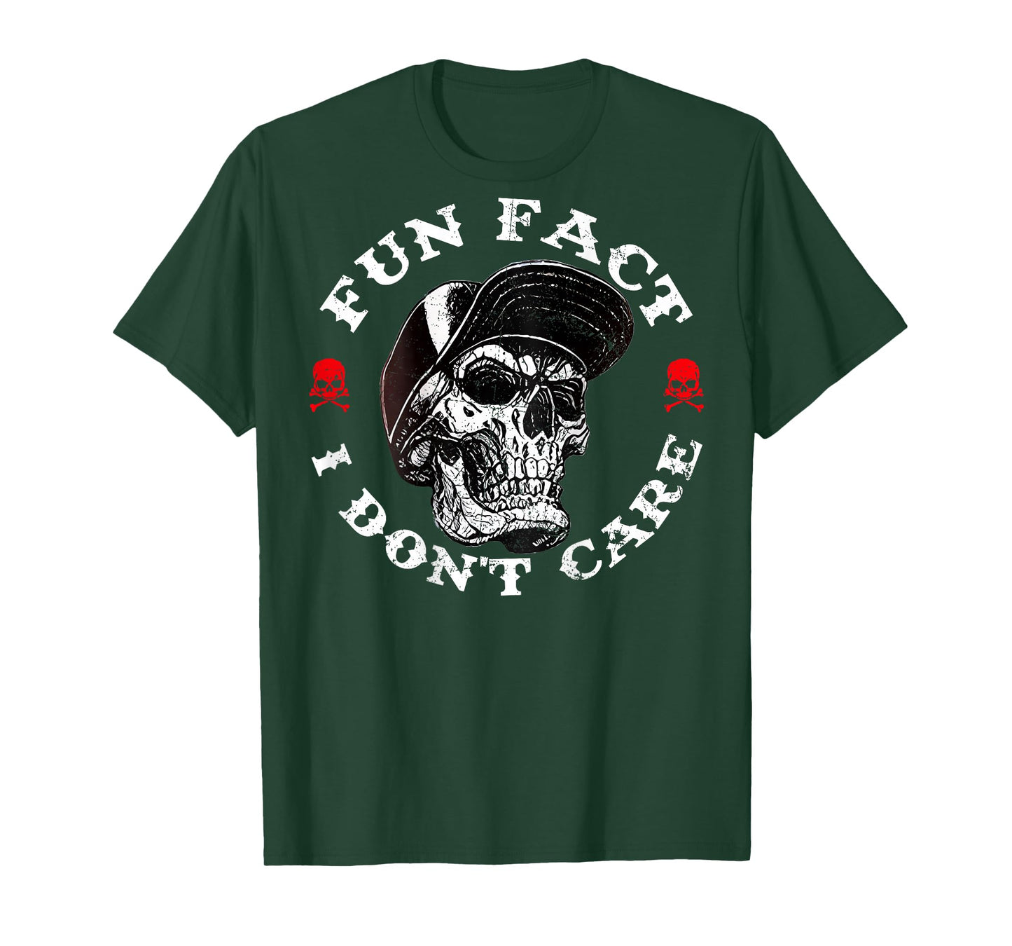 Fun Fact I Don't Care Funny Skeleton Sarcastic Humor (Back) T-Shirt