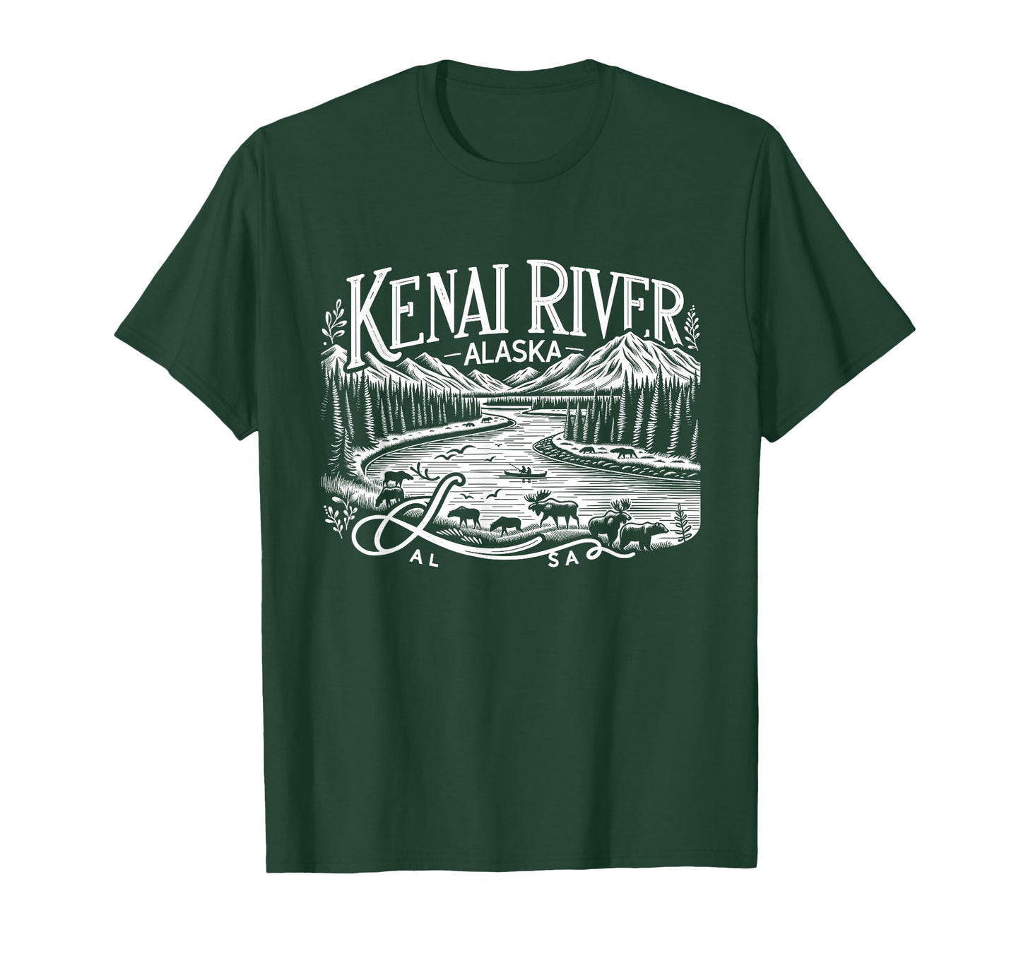 Kenai River Alaska AK Salmon Fishing Camping Hiking Retro T-Shirt