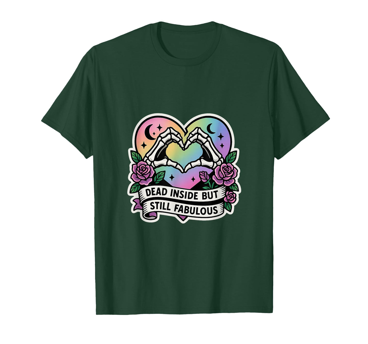 Dead Inside But Still Fabulous Pastel Goth Rainbow Heart T-Shirt