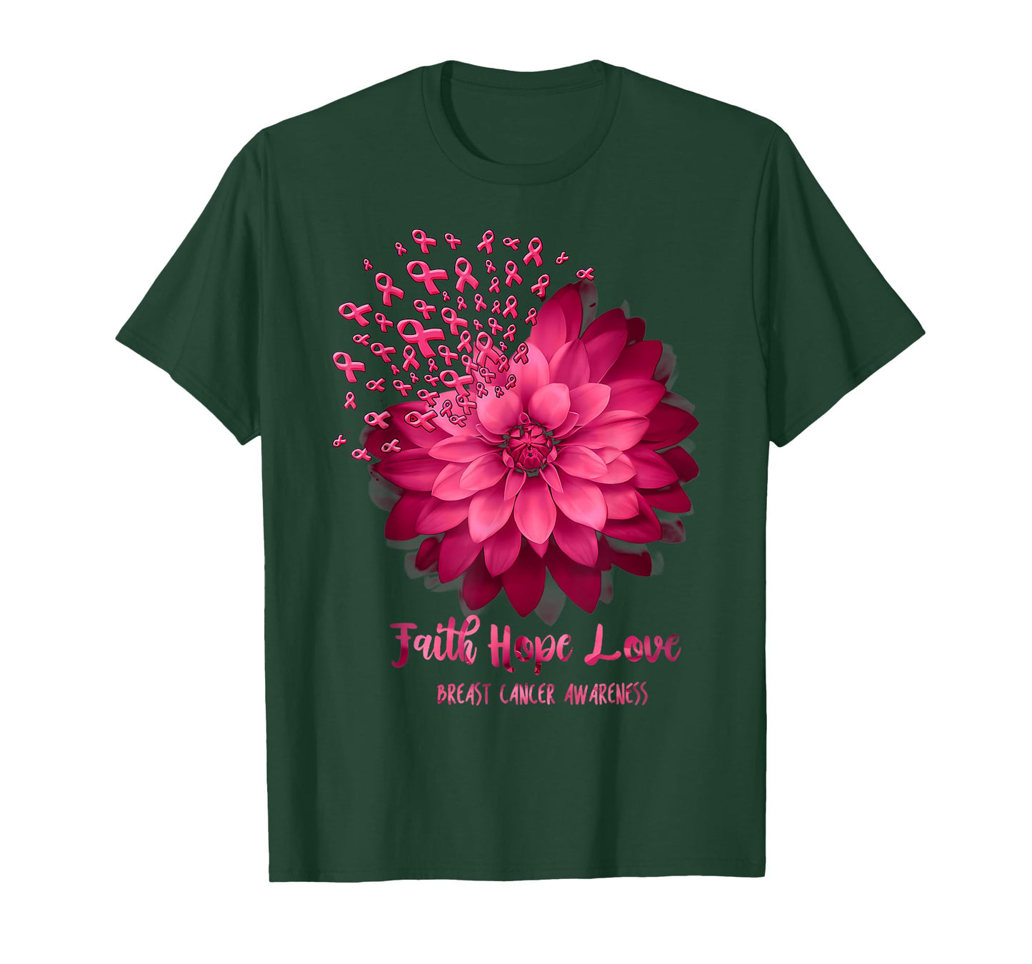 Daisy Faith Hope Love Breast Cancer Awareness Flower Ribbon T-Shirt