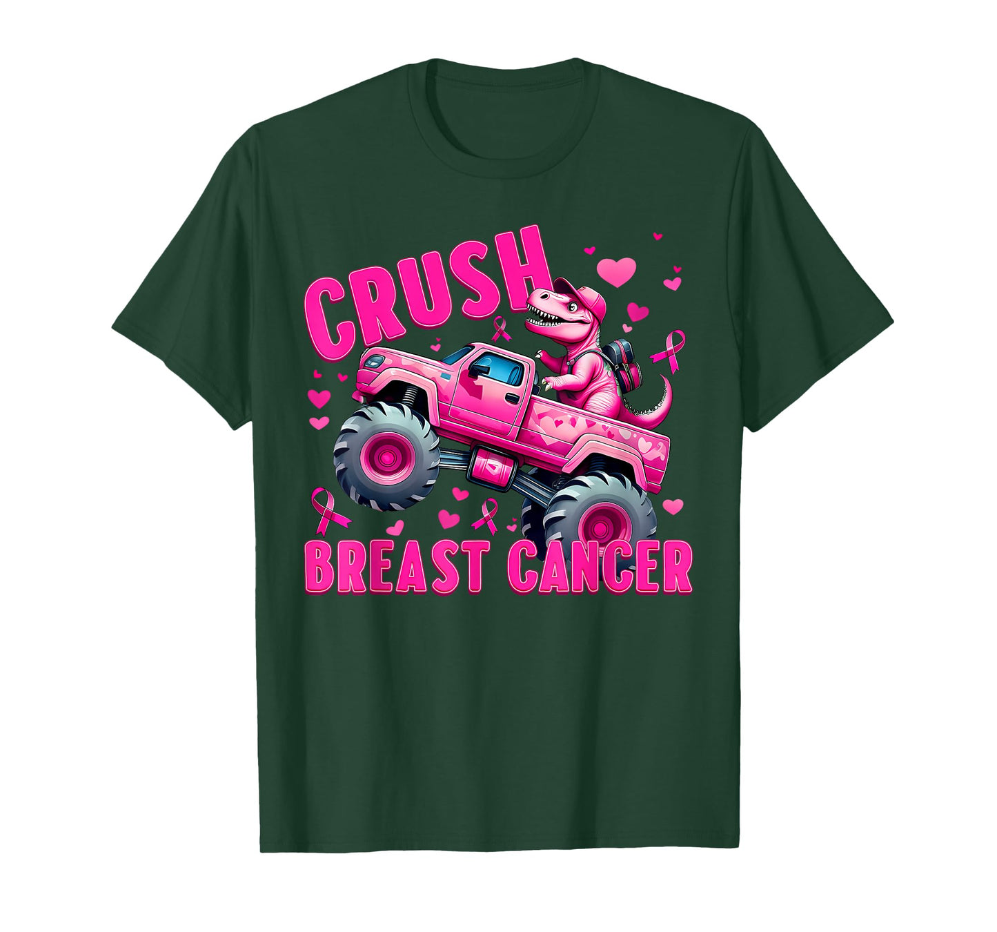 Crush Breast Cancer Awareness Monster Truck Boy Kids Teens T-Shirt