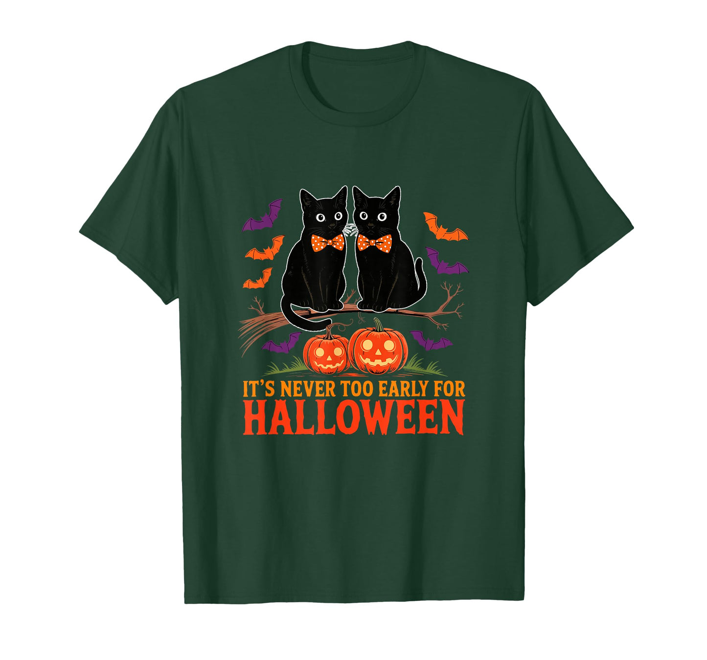 Not Too Early for Halloween Couple Cats Carved Pumpkins T-Shirt