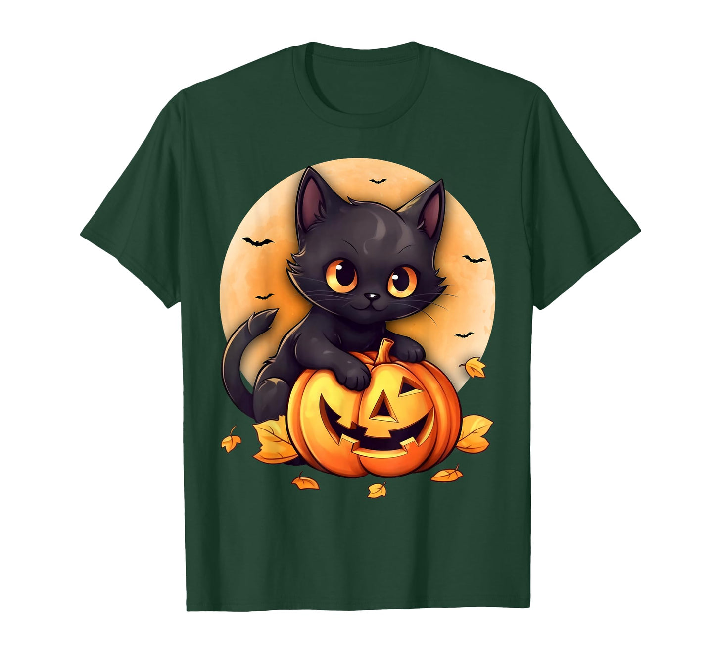 Retro Black Cat Pumpkin Halloween Costume Fall Autumn Season T-Shirt